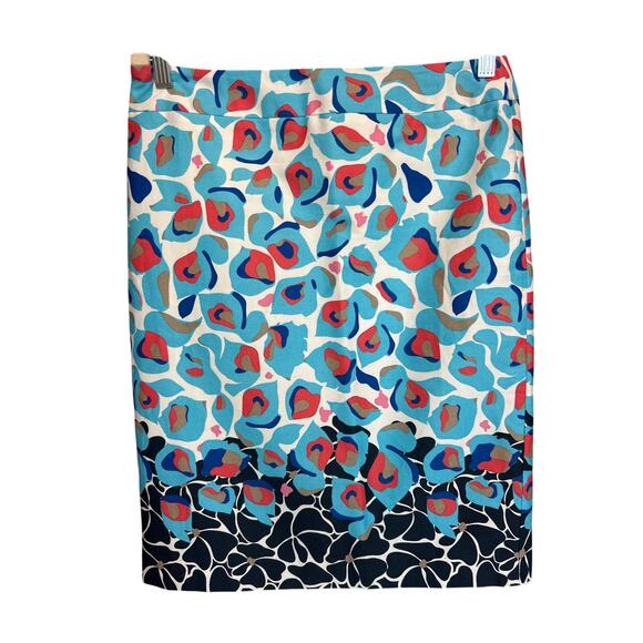 Ann Taylor Outlet | Teal/Coral/Navy Pencil Skirt | 8 - Picture 1 of 12